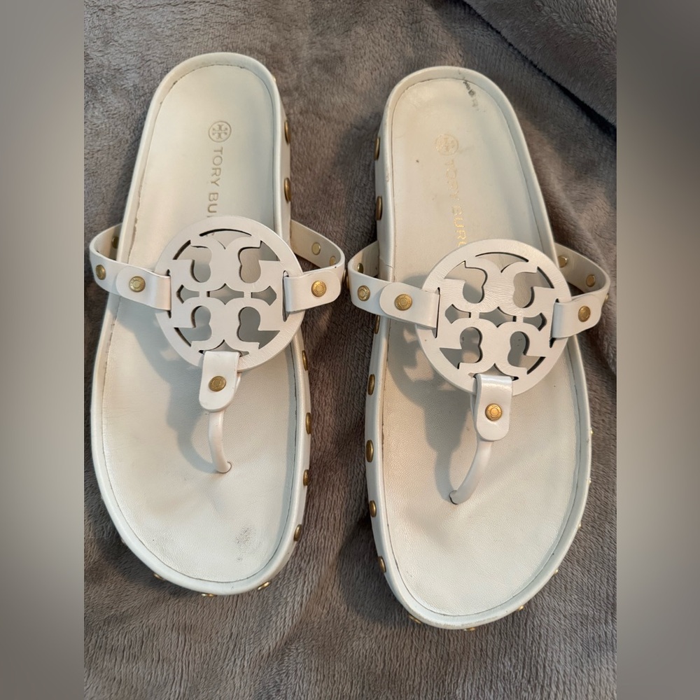 Tori Burch cream sandals, .Women's size 10